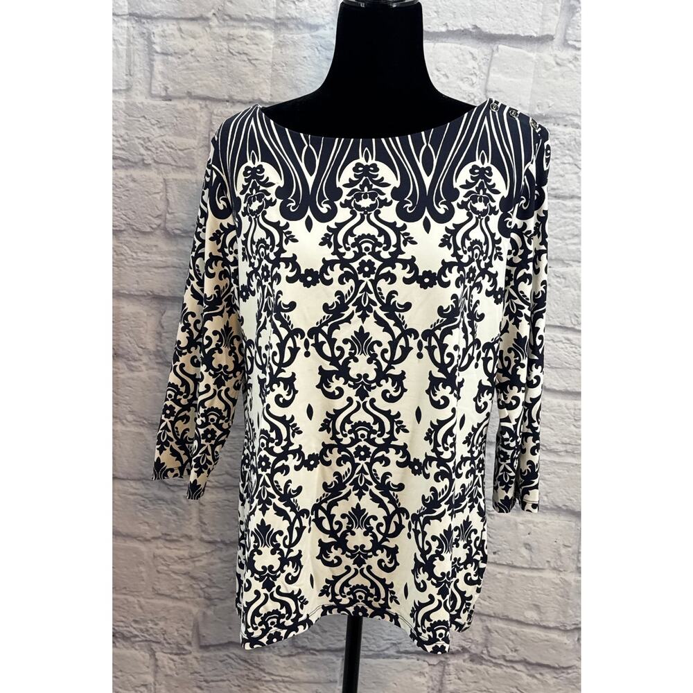 Charter Club Deepest Blue 3/4 Sleeve Blouse XL